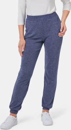 Bequeme Flausch-Freizeithose mit Bündchen - marine / melange - Gr. 42 von Goldner Fashion