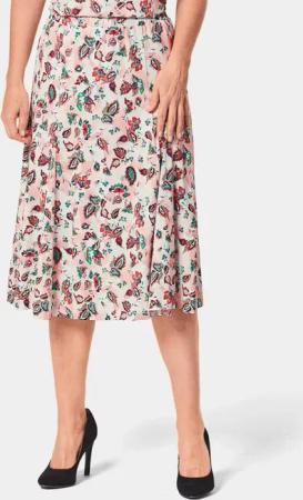 Bequemer Druckrock mit Rundumschlupfbund - koralle / gemustert - Gr. 42 von Goldner Fashion