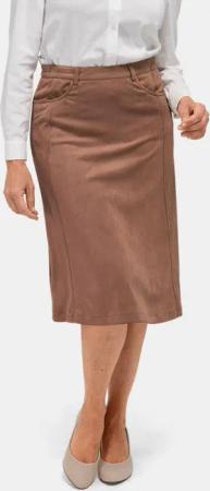 bequemer Rock in Velourslederoptik - camel - Gr. 23 von Goldner Fashion