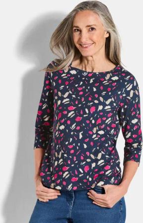 Bequemes Shirt aus Baumwoll-Jersey - marine / gemustert - Gr. 48 von Goldner Fashion