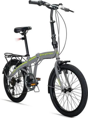 bergsteiger Faltrad Windsor 20 Zoll, Klapprad, Shimano 6 Gang-Schaltung, Damen, Herren, 6 Gang Shimano Tourney RD-TY21 Schaltwerk, Kettenschaltung, V-Bremsen