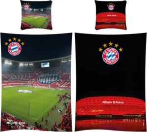 BERONAGE Kinderbettwäsche FC Bayern München Bettwäsche Allianz Arena Linon / Renforcé, 2 teilig, 135x200 + 80x80 cm
