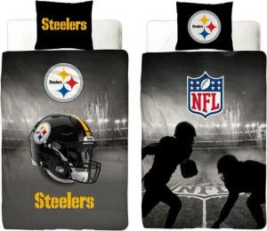 BERONAGE Wendebettwäsche NFL American Football Bettwäsche Pittsburgh Steelers Linon / Renforcé, 100% Baumwolle, 2 teilig, 135x200 + 80x80 cm
