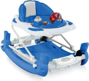 Bertoni Lauflernhilfe und Wippe School 3 in 1 höhenverstellbar, Musik, Licht blau