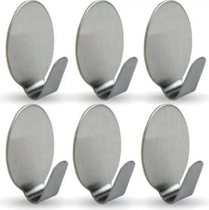 Bestlivings Wandhaken 76409 Selbstklebehaken, Badezimmer, Türen, Duschen, ebene Flächen, glatte Flächen, (Oval, 6-St., 1,8cm x 2,7cm), Silber aus Edelstahl, Rostfrei Aufhänger Bilderhaken ohne Bohren