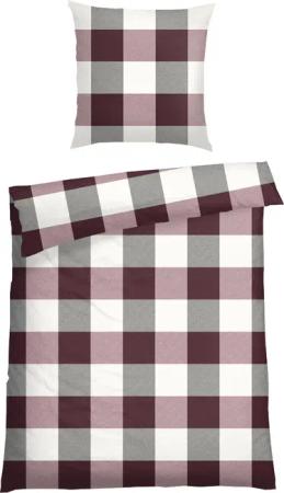 Bettwäsche 2-teilig Feinbiber burgund kariert - SCHIESSER Home 135*200