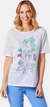 Bezauberndes Druckshirt mit Motivdruck - weiß / gemustert - Gr. 44 von Goldner Fashion