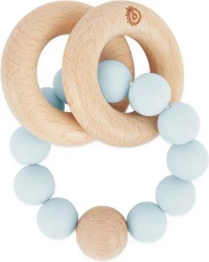 BIECO Beißring Bieco Beißring Baby Holz mit Silikon Perlen Blau 7 cm Zahnungshilfe