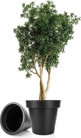 BigDean Blumentopf 2x Pflanzkübel XXL ø 60 cm anthrazit wetterfester Blumenkübel (Set, 2 St., Pflanzkästen), Pflanzkübel, Blumentopf, Indoor & Outdoor geeignet, Wetterfest