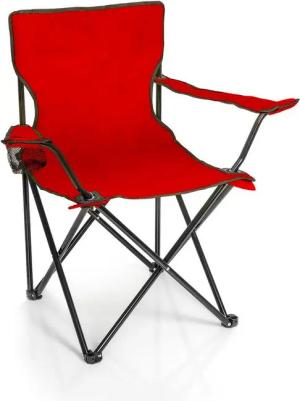 BigDean Campingstuhl Faltstuhl Campingstuhl Anglerstuhl Getränkehalter Klappstuhl (Packung, 1 St), Rot, Klappbar, Getränkehalter, Tragetasche