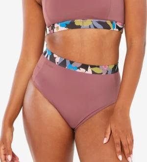 Bikini-Hose Surfen Damen hoher Bund Rosa violett
