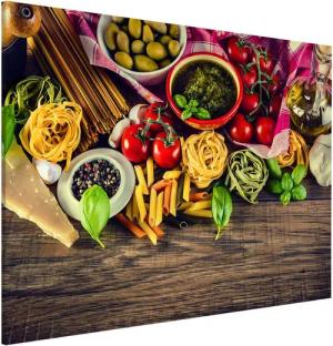 Bilderdepot24 Magnettafel Küche bunt Pasta, (1-tlg., Magnetboard Pinnwand für die Wand - metallische Tafel für Magnete), Magnetwand groß mit Motiv modern Memoboard magnetisch Hochformat