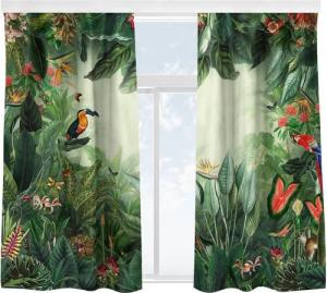 Bilderdepot24 Vorhang Gardine Natur Tropisch Vintage Bunter Dschungel Türvorhang Raumteiler (2 St), Multifunktionsband, blickdicht, Samt, Schiebegardinen Küche Schlafzimmer Wohnzimmer Schiebevorhang