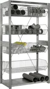 Bito Fachbodenregal Gitterkörbe L1008xH2200xT524 mm, Anbaufeld verzinkt