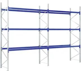 Bito Paletten-Komplettregal-Set P2 mit 3 Ebenen H4500xT1100xL22700 mm 800 kg, unmontiert enzianblau