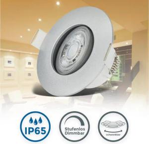 B.K.Licht LED Einbauleuchte 5er Set Bad Einbaustrahler, IP65, Dimmbare Deckenspots, Dimmfunktion, LED fest integriert, Warmweiß, 3.000K, 480Lm, 4,9W, Kunststoff, 9 x 4,2 cm