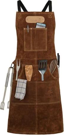 BLACK FOREST FOX Grillschürze ROUGH Büffel Rau Wild Leder Arbeitsschürze Grill BBQ Koch Hellbraun, Hellbraun