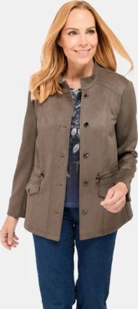 Blazer in weicher Velourslederoptik - taupe - Gr. 22 von Goldner Fashion