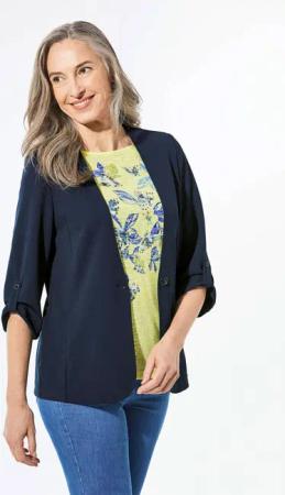 Blazer mit Cardiganausschnitt - marine - Gr. 21 von Goldner Fashion