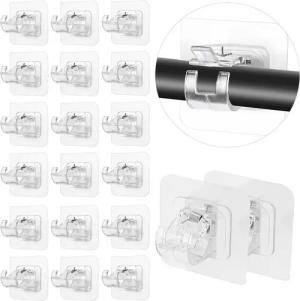 BlingBin Gardinenstangenhalter Gardinenstange Ohne Bohren Vorhang Stange Halterung Selbstklebende, Vorhängen, (1er Set, 20-St., 20x Selbstklebende transparente Gardinenstangen-Halterung), Klebehaken Gardinenhaken für Aufhängen von Vorhängen & Handtuchstan