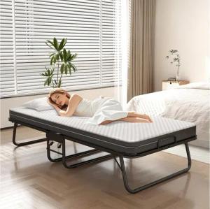 BlingBin Klappbett Klappbares Gästebett für Erwachsene mit 10cm Memory Foam Matratze (1er Set, 1-St., 90x190cm mit 4 Rollen) mit Rollen & Schutzhülle, bis 150 kg Belastbar