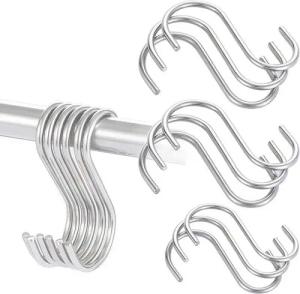 BlingBin S-Haken Wandhaken Aufhängehaken Edelstahl S Haken Schwerlast Haken Rostfrei, Duschen, Turen, Vorhange, Badezimmer, Schlafzimmer, Schrank, (1er Set, 20-St., 20 Stück), Vorhang Haken, Handtuchhaken für Badezimmer, Schlafzimmer, Büro, Küche