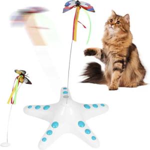 BlingBin Tier-Intelligenzspielzeug Katzenspielzeug mit Schmetterling, Interaktive Katzenspiele, ABS+PP, Interaktives Katzenspielzeug (1-tlg) mit 360° drehbarem Schmetterling, mit 2 Ersatz-Schmetterlingen