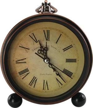 BlingBin Tischuhr Retro Kreativ Uhr Standuhr Schreibtischuhr Wecker Uhr Tischwecker mit Antik Vintage Retro Nostalgie Design aus Metall (Antik Braun)