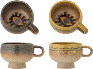 Bloomingville Tasse Bloomingville Oculus Tasse, Braun, Steingut 2er Set, Steingut