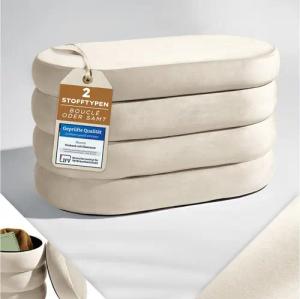 Blumtal Sitzhocker Hocker mit Stauraum mit Bouclé oder Velvet-Bezug, robuste Sitztruhe mit Stauraum und extrem Dickes MDF