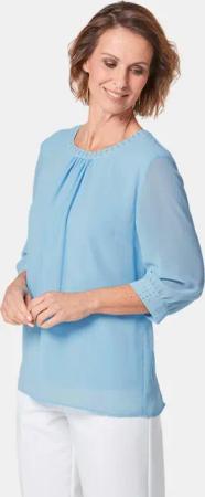 Bluse aus leichtem Chiffon mit Glitzersteinen - türkis - Gr. 40 von Goldner Fashion