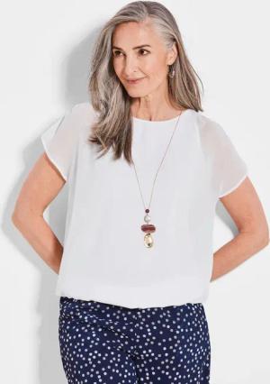 Bluse aus leichtem Chiffon - weiß - Gr. 21 von Goldner Fashion