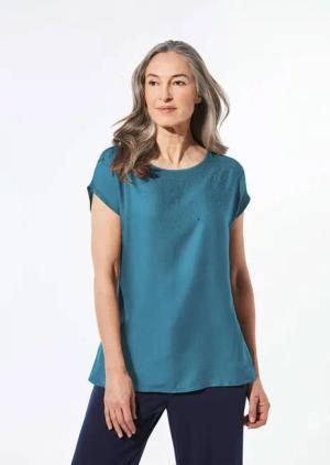 Bluse mit Glitzersteinen - blau - Gr. 24 von Goldner Fashion