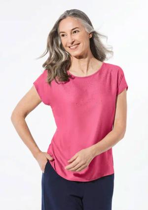 Bluse mit Glitzersteinen - pink - Gr. 23 von Goldner Fashion