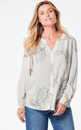 Bluse mit schimmerndem Paisley Muster - cremeweiß / gemustert - Gr. 42 von Goldner Fashion