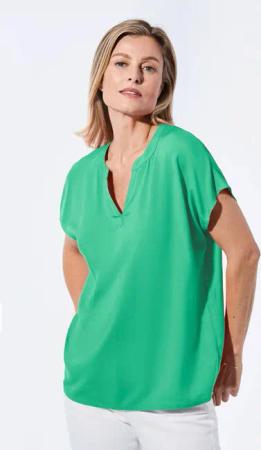Bluse mit Tunika Ausschnitt - hellgrün - Gr. 20 von Goldner Fashion