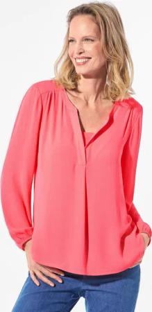 Bluse mit Tunika Ausschnitt - koralle - Gr. 40 von Goldner Fashion