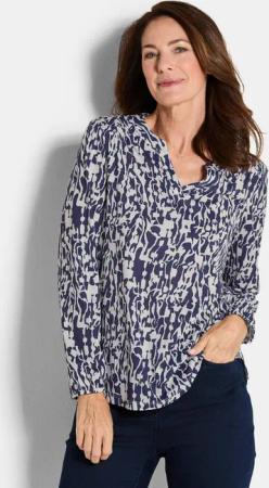 Blusenshirt in femininer Form - blau / gemustert - Gr. 24 von Goldner Fashion