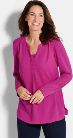 Blusenshirt mit Chiffon-Einsatz - beere - Gr. 54 von Goldner Fashion