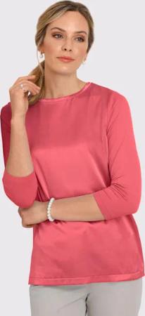 Blusenshirt mit schimmerndem Seideneinsatz - koralle - Gr. 24 von Goldner Fashion