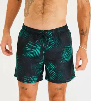 Boardshorts Herren 100 15" Palm schwarz/türkis