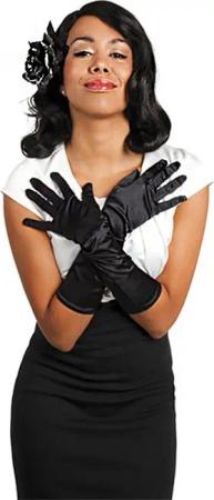 Boland Kostüm Satinhandschuhe lang schwarz
