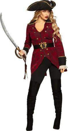 Boland Piraten-Kostüm Piratin 'Hurricane' Kostüm für Damen 3-tlg., Rot