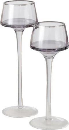 BOLTZE GRUPPE GmbH Kerzenhalter Kerzenhalter aus Glas SMOLA, 20-23 cm, 2er-Set (Kerzenhalter)