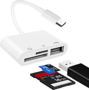Bolwins D16 USB-C Kartenleser & USB-Hub – SD/MicroSD, USB-A, Datenübertragung Computer-Adapter USB-C Stecker zu USB-C, USB-A, SD, Micro-SD, 8 cm, USB-C Hub mit Kartenleser SD- & Micro-SD Kartenleser