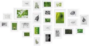 bomoe Bilderrahmen 24er Bilderrahmen Set Nature Fotorahmen Collage, Weiß, 10x 10x15 cm, 8X 13x18 cm, 4X 15x20 cm, 2X 20x30 cm mit Passepartout