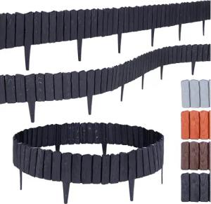 BooGardi Beetumrandung Rasenkante Holzoptik, LxH: 1140x12,5 cm, 20 Stück Anthrazit, Beeteinfassung flexibel Mähkante Gartenzaun