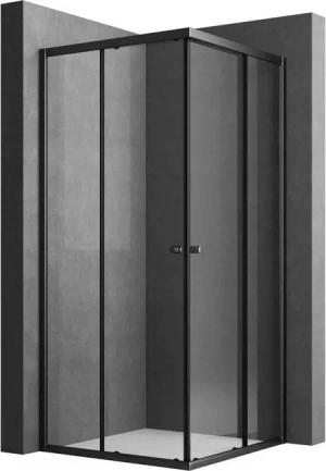 Boromal Eckdusche 80x80 Duschkabine Schwarz 80x80x185cm Eckeinstieg Dusche Schiebetür, BxT: 80x80 cm, 5mm Sicherheitsglas, Milchglas, Klarglas, 16 Türrollen, Alurahmen, Aluprofile, Schnellfreigabefunktion, 80(78-80) x 80(78-80) x 185cm