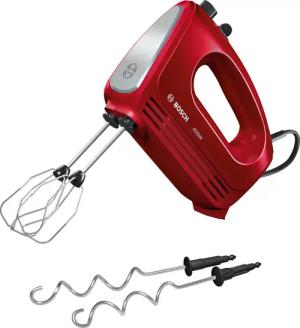 BOSCH Handmixer MFQ2420R CleverMixx Knethaken, Rührbesen, Edelstahl, 400 W, spülmaschinenfest, 4 Stufen, Turbostufe, rot