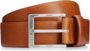 BOSS Ledergürtel mit eckiger Schließe und eingraviertem Logo